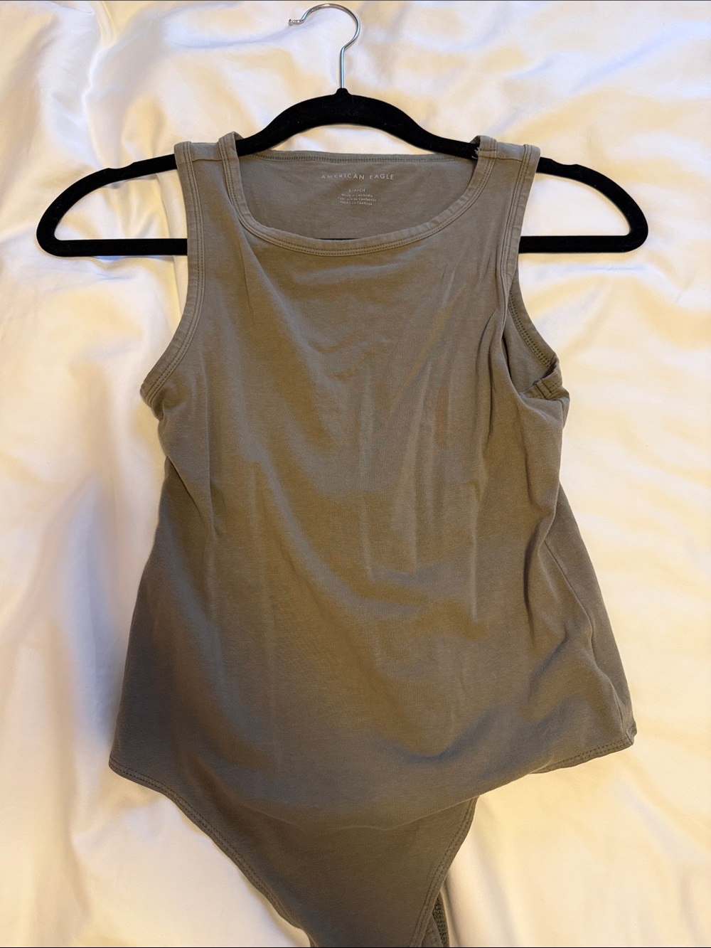 American Eagle Outfitters Olive Ribbed Tank Bodysuit